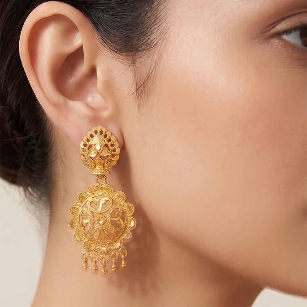 Darshana Jewels Gold Plated Traditional Small Dangler Earrings (Pack of 6)