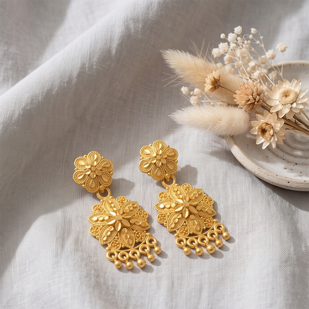 Darshana Jewels Gold Plated Traditional Small Dangler Earrings (Pack of 6)