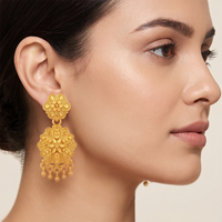 Darshana Jewels Gold Plated Traditional Small Dangler Earrings (Pack of 6)
