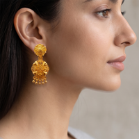 Darshana Jewels Gold Plated Traditional Small Dangler Earrings (Pack of 6)
