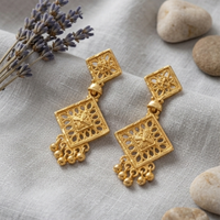 Darshana Jewels Gold Plated Traditional Small Dangler Earrings(Pack Of 6)