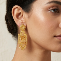 Darshana Jewels Gold Plated Traditional Small Dangler Earrings(Pack Of 6)