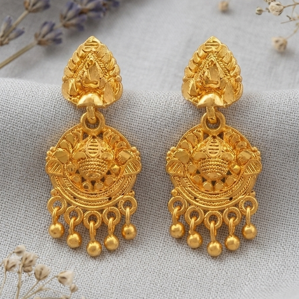 Darshana Jewels Gold Plated Traditional Small Dangler Earrings(Pack Of 6)
