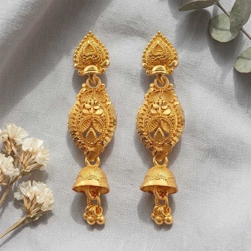 Darshana Jewels Gold Plated Traditional Small Jhumki Earrings(Pack Of 6)