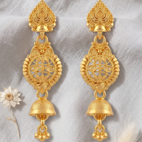 Darshana Jewels Gold Plated Traditional Small Dangler Earrings