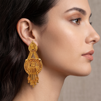 Darshana Jewels Gold Plated Traditional Small Dangler Earrings (Pack of 6)
