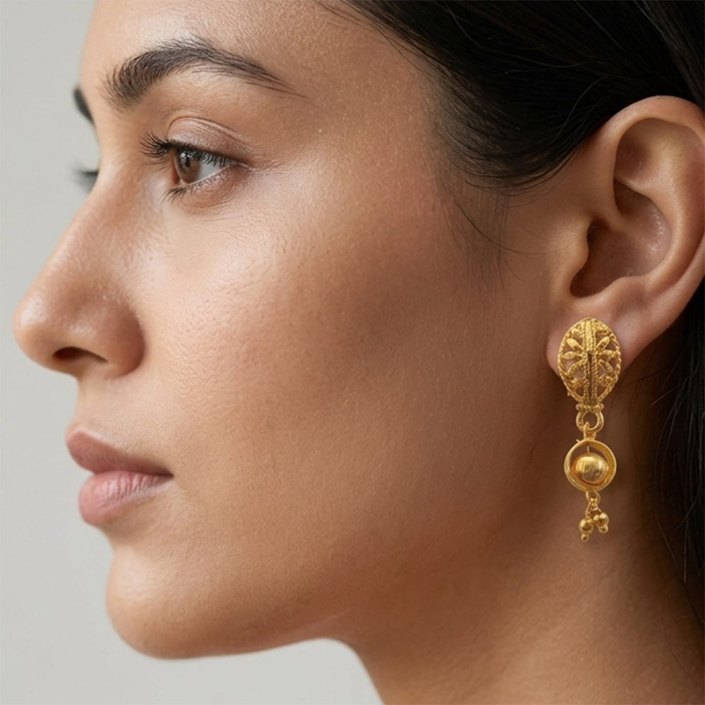 Darshana Jewels Gold Plated Traditional Small Dangler Earrings(Pack Of 6)
