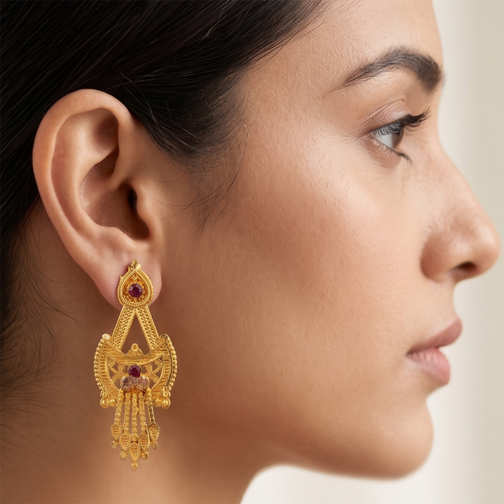Darshana Jewels Gold Plated Traditional Small Dangler Earrings (Pack of 6)
