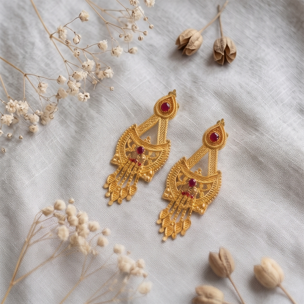 Darshana Jewels Gold Plated Traditional Small Dangler Earrings (Pack of 6)