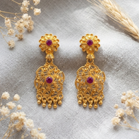 Darshana Jewels Gold Plated Traditional Small Dangler Earrings(Pack Of 6)