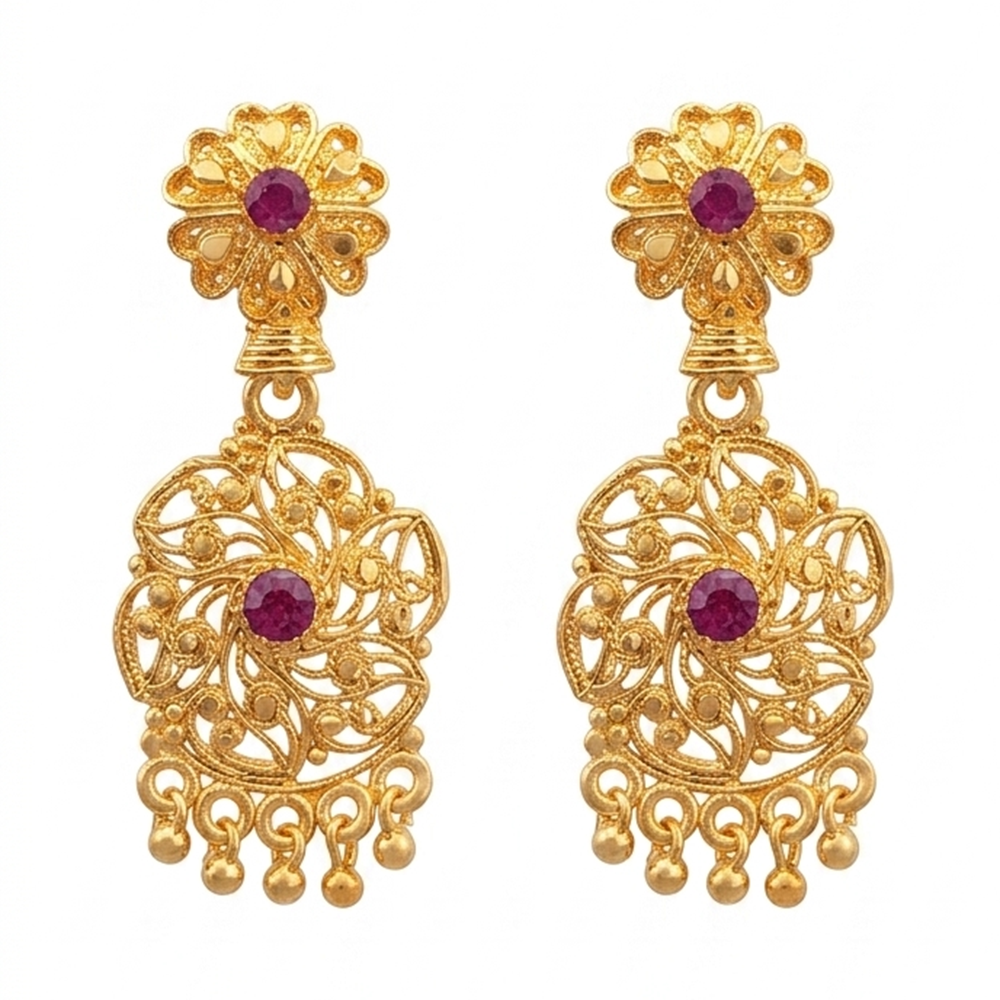 Darshana Jewels Gold Plated Traditional Small Dangler Earrings(Pack Of 6)