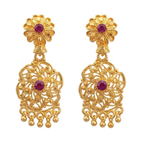 Darshana Jewels Gold Plated Traditional Small Dangler Earrings(Pack Of 6)