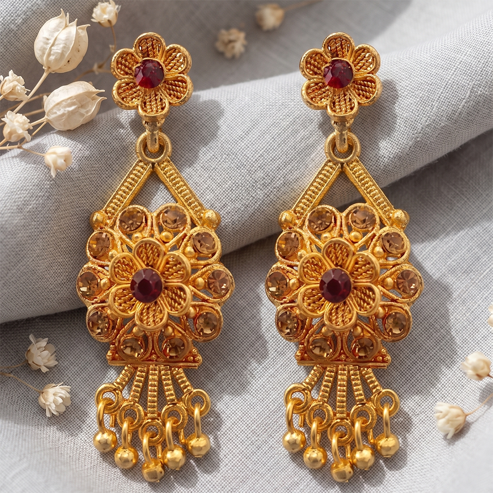 Darshana Jewels Gold Plated Traditional Small Dangler Earrings (Pack of 6)