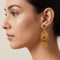 Darshana Jewels Gold Plated Traditional Small Dangler Earrings (Pack of 6)