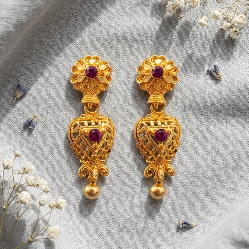 Darshana Jewels Gold Plated Traditional Small Dangler Earrings (Pack of 6)