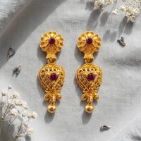 Darshana Jewels Gold Plated Traditional Small Dangler Earrings
