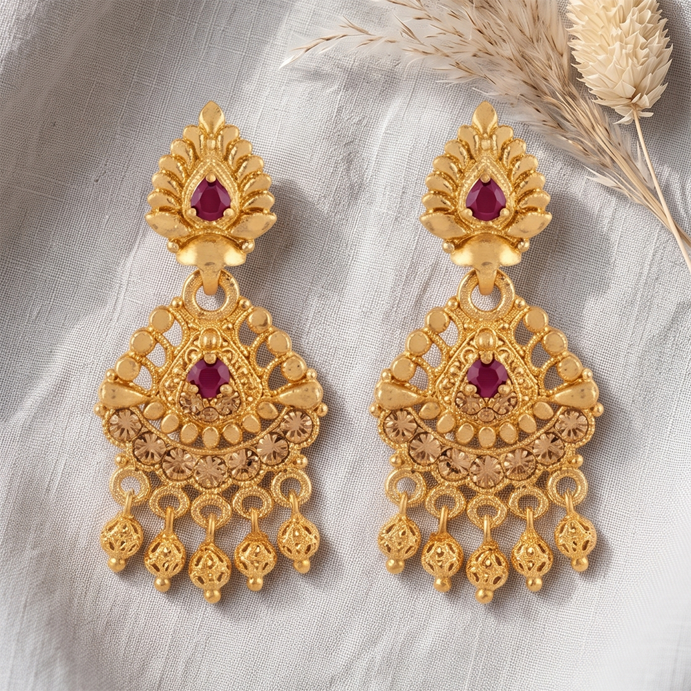 Darshana Jewels Gold Plated Traditional Small Dangler Earrings (Pack of 6)