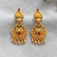 Darshana Jewels Gold Plated Traditional Small Dangler Earrings(Pack Of 6)