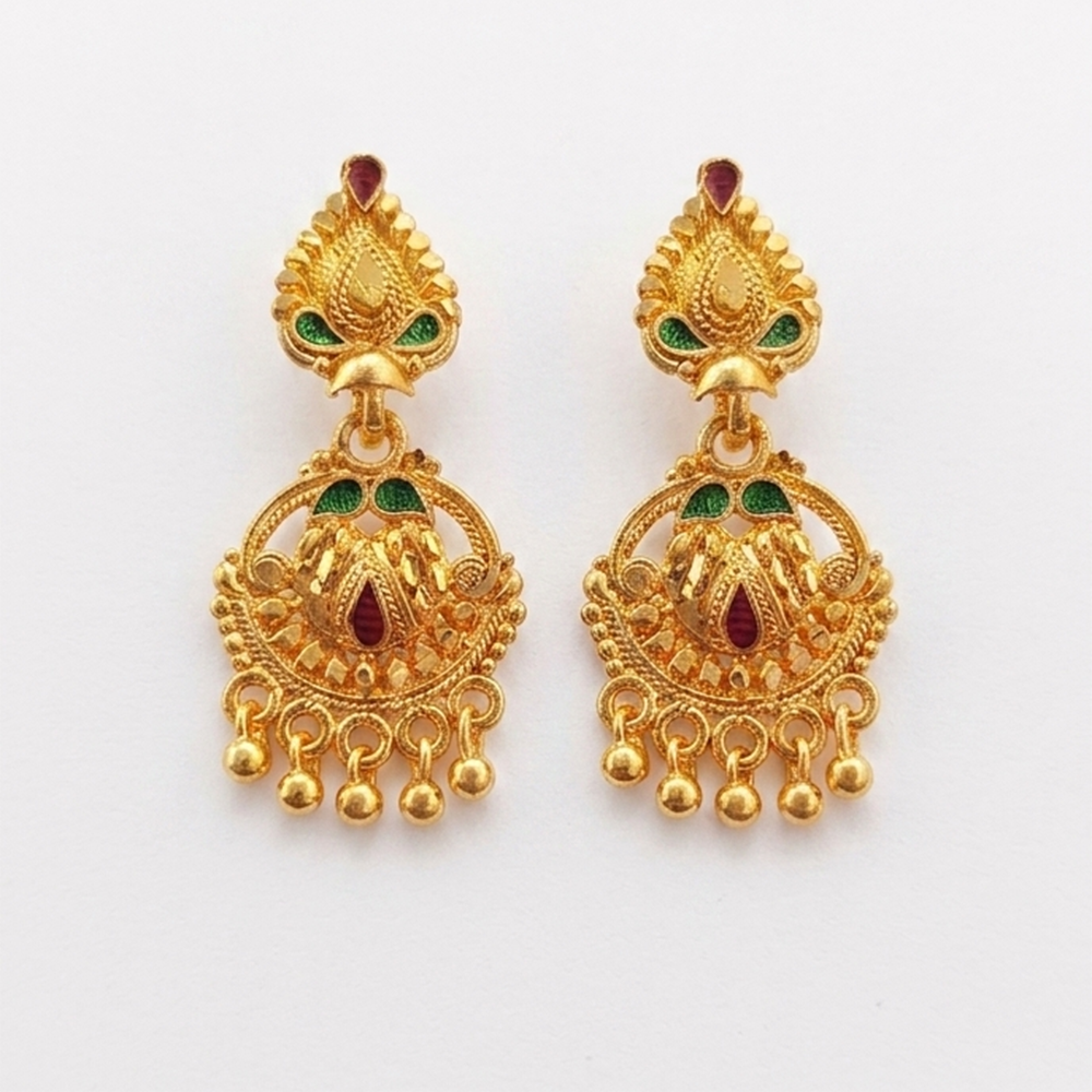 Darshana Jewels Gold Plated Traditional Small Dangler Earrings(Pack Of 6)