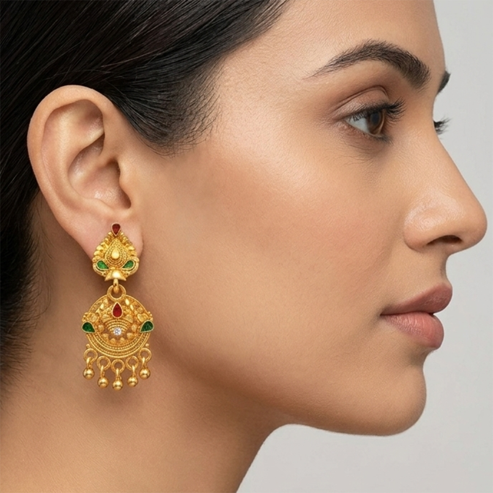 Darshana Jewels Gold Plated Traditional Small Dangler Earrings(Pack Of 6)