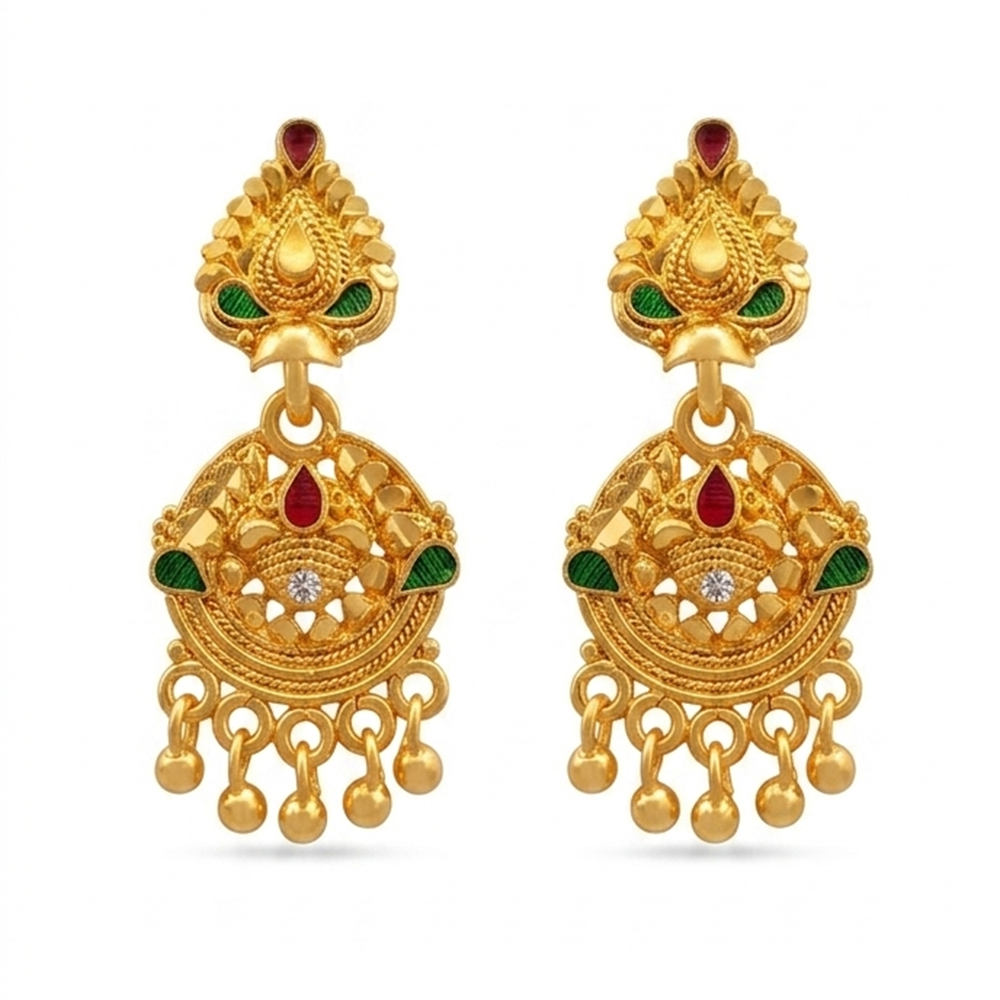 Darshana Jewels Gold Plated Traditional Small Dangler Earrings(Pack Of 6)