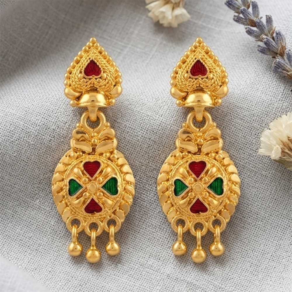Darshana Jewels Gold Plated Traditional Small Dangler Earrings(Pack Of 6)