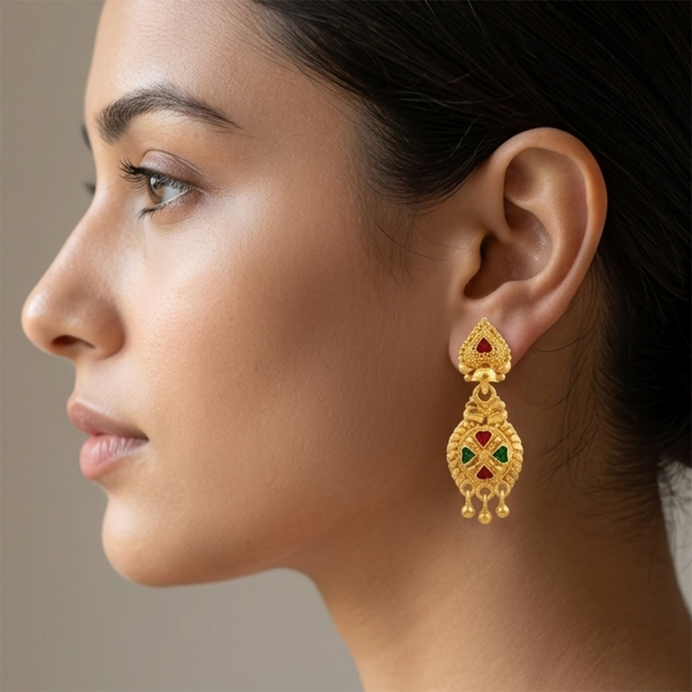 Darshana Jewels Gold Plated Traditional Small Dangler Earrings(Pack Of 6)