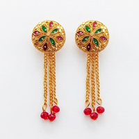 Darshana Jewels Gold Plated Traditional Dangler Tassel Earrings (Pack of 6)