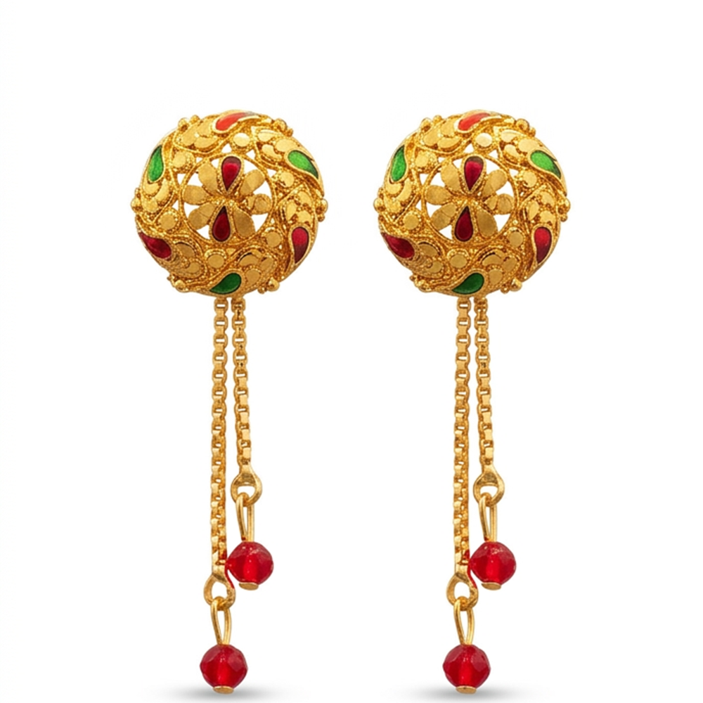 Darshana Jewels Gold Plated Traditional Dangler Tassel Earrings(Pack Of 6)
