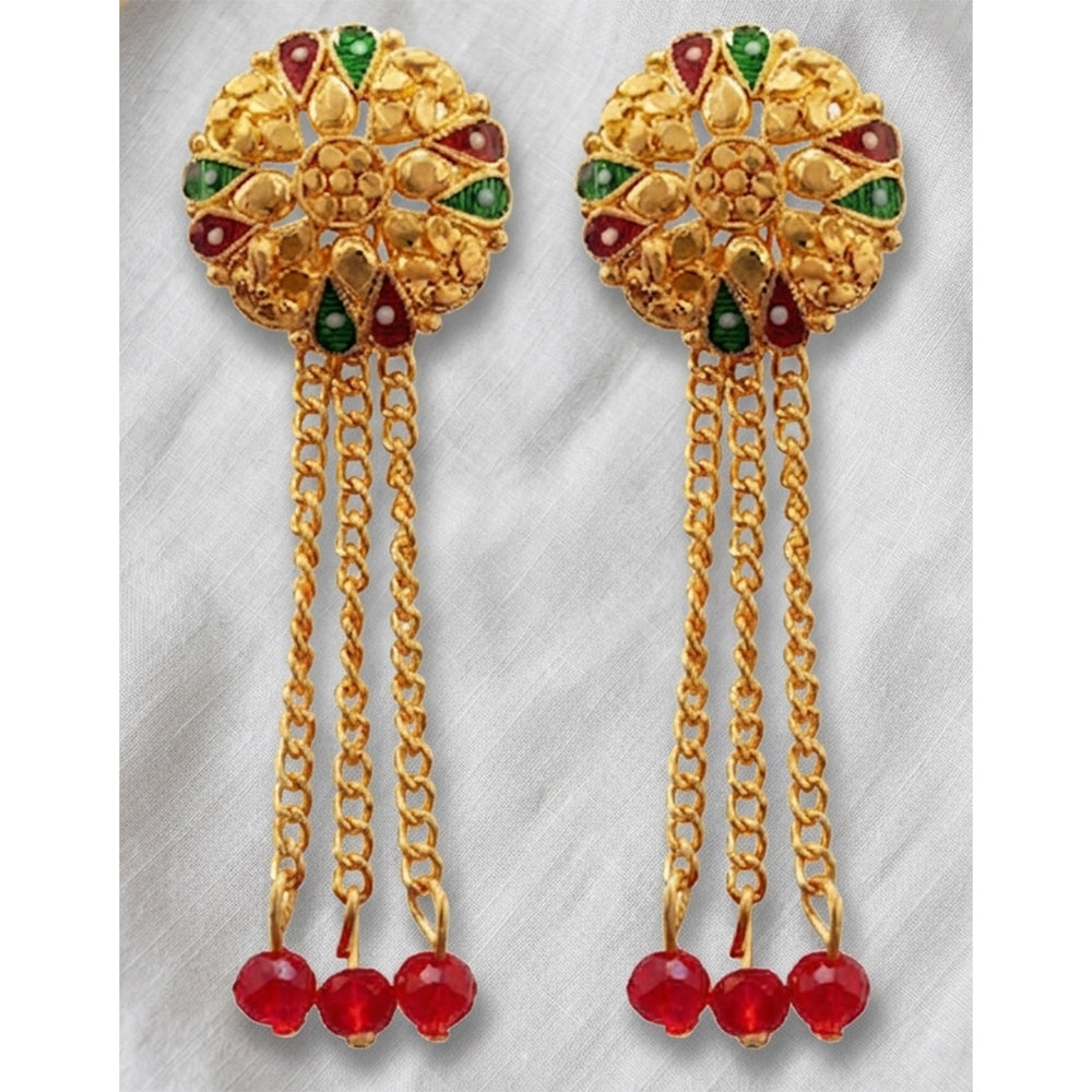 Darshana Jewels Gold Plated Traditional Dangler Tassel Earrings (Pack of 6)