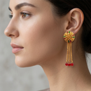 Darshana Jewels Gold Plated Traditional Dangler Tassel Earrings (Pack of 6)