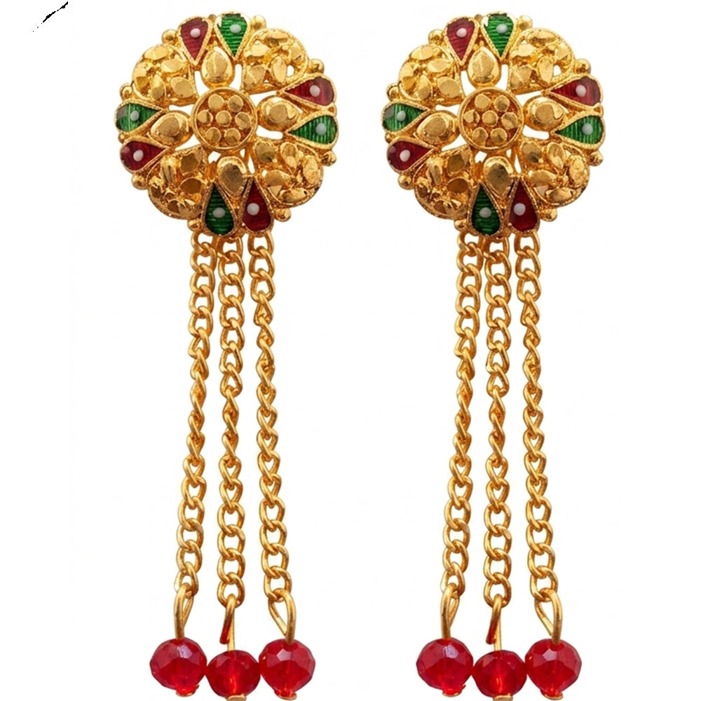 Darshana Jewels Gold Plated Traditional Dangler Tassel Earrings (Pack of 6)