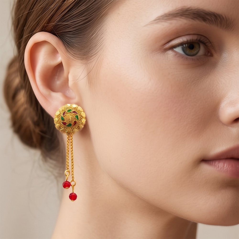 Darshana Jewels Gold Plated Traditional Dangler Tassel Earrings (Pack of 6)