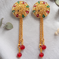 Darshana Jewels Gold Plated Traditional Dangler Tassel Earrings