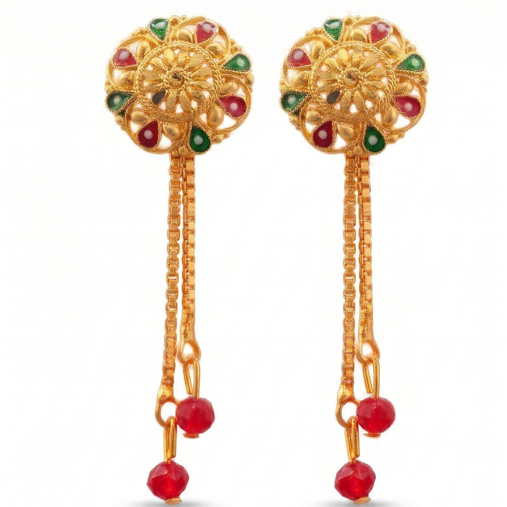 Darshana Jewels Gold Plated Traditional Dangler Tassel Earrings (Pack of 6)