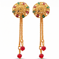Darshana Jewels Gold Plated Traditional Dangler Tassel Earrings (Pack of 6)