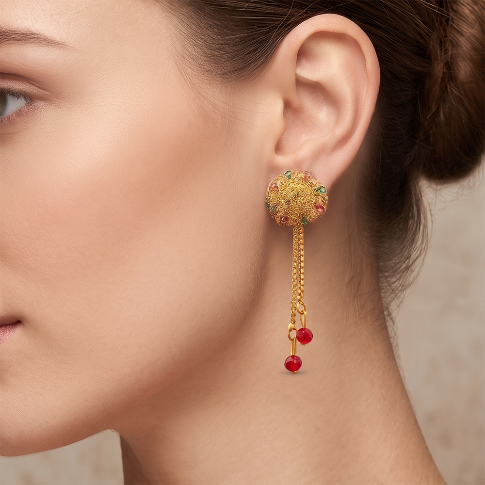 Darshana Jewels Gold Plated Traditional Dangler Tassel Earrings (Pack of 6)