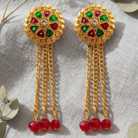 Darshana Jewels Gold Plated Traditional Dangler Tassel Earrings(Pack Of 6)