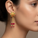 Darshana Jewels Gold Plated Traditional Dangler Tassel Earrings(Pack Of 6)