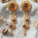Darshana Jewels Gold Plated Traditional Dangler Tassel Earrings