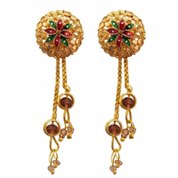 Darshana Jewels Gold Plated Traditional Dangler Tassel Earrings (Pack of 6)