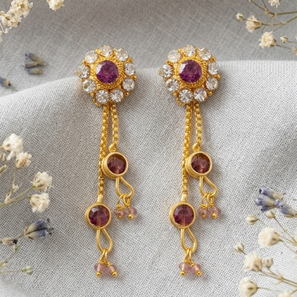 Darshana Jewels Gold Plated Traditional Dangler Tassel Earrings(Pack Of 6)