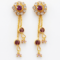 Darshana Jewels Gold Plated Traditional Dangler Tassel Earrings(Pack Of 6)