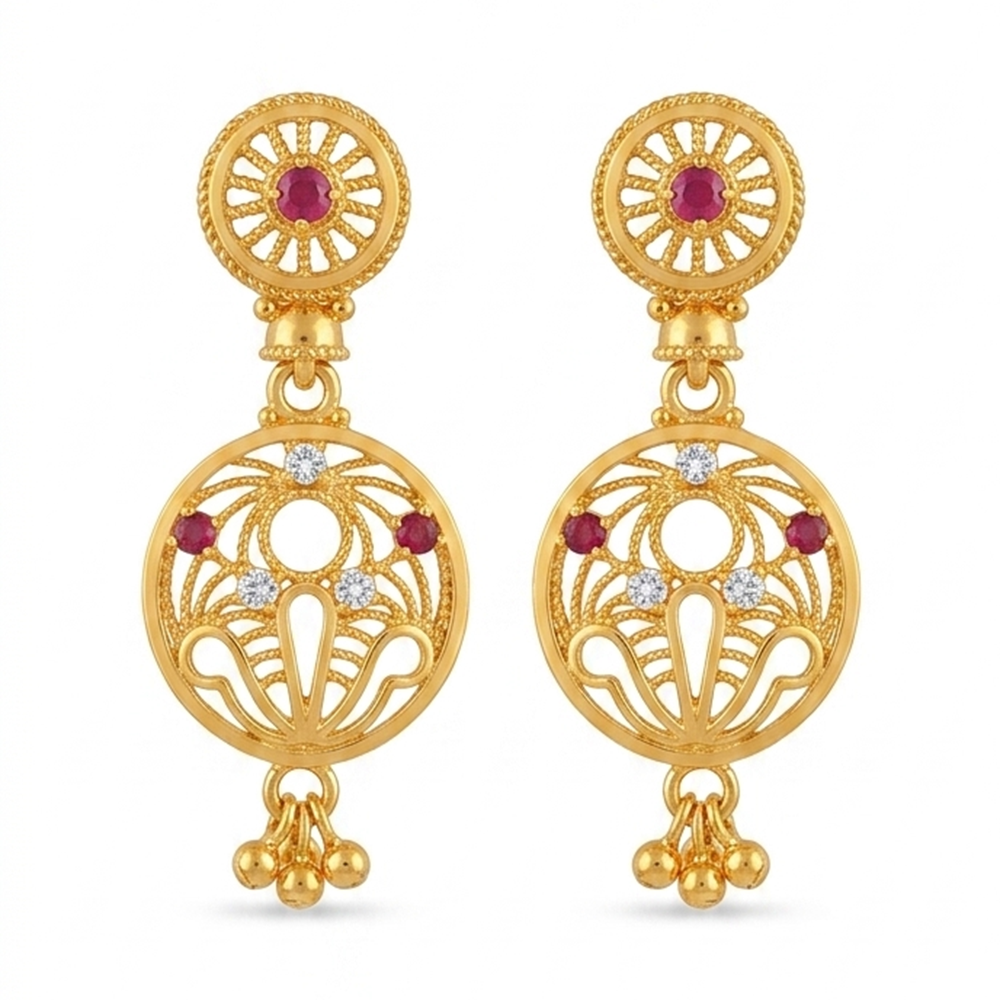Darshana Jewels Gold Plated Traditional Small Dangler Earrings (Pack of 6)