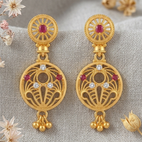 Darshana Jewels Gold Plated Traditional Small Dangler Earrings (Pack of 6)