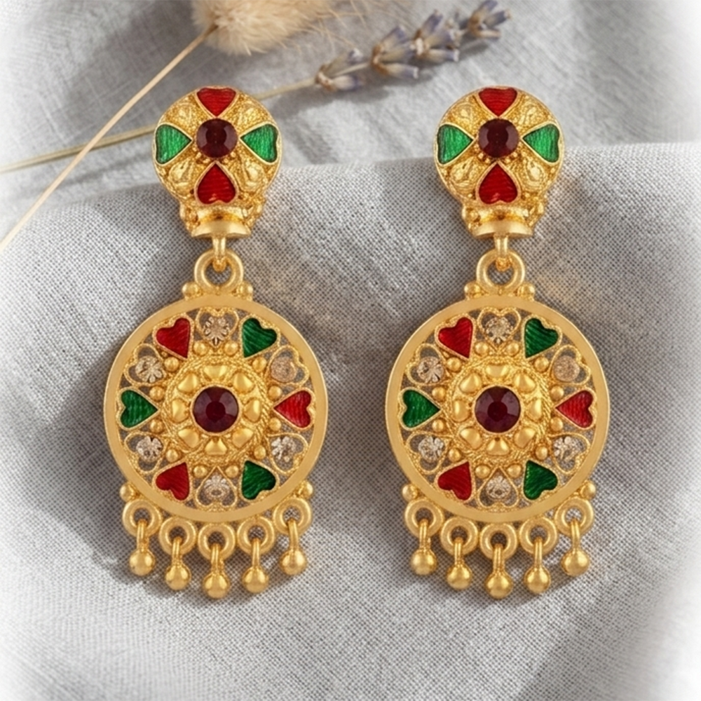 Darshana Jewels Gold Plated Traditional Small Dangler Earrings(Pack Of 6)