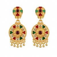 Darshana Jewels Gold Plated Traditional Small Dangler Earrings(Pack Of 6)