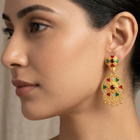Darshana Jewels Gold Plated Traditional Small Dangler Earrings(Pack Of 6)