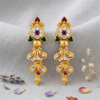 Darshana Jewels Gold Plated Traditional Small Dangler Earrings(Pack Of 6)