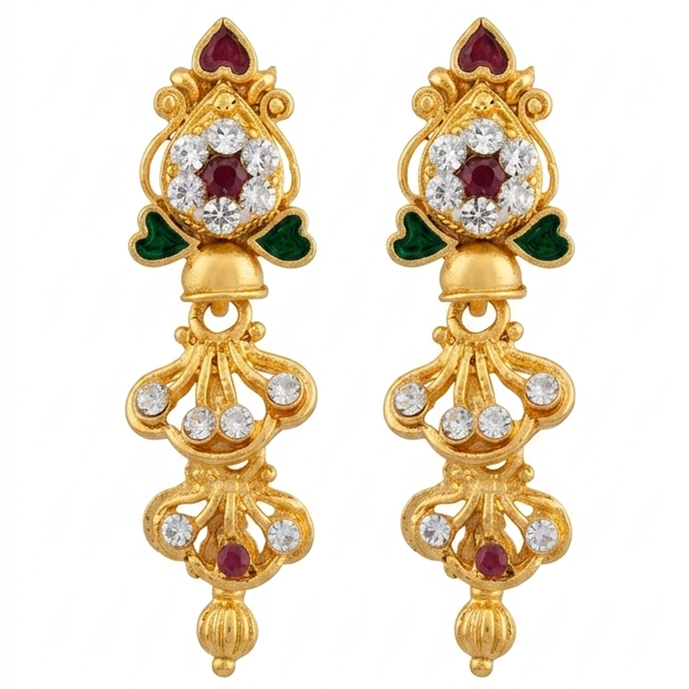 Darshana Jewels Gold Plated Traditional Small Dangler Earrings(Pack Of 6)